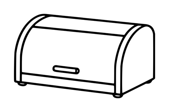 Hand-traced vector illustration of a classic roll-top bread box kitchen storage container with curved lid outline