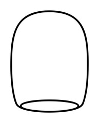 Hand-traced vector illustration of a rounded cylindrical foam microphone windscreen pop filter cover accessory depicted with clean black outline strokes on a plain white background in minimalist line © MdSowrov