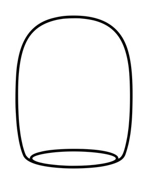 Hand-traced vector illustration of a rounded cylindrical foam microphone windscreen pop filter cover accessory depicted with clean black outline strokes on a plain white background in minimalist line