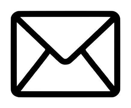Hand-drawn black outline vector icon illustration of a classic open interoffice envelope with bold lines, minimalist mail symbol for correspondence and business communication design
