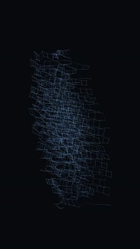 Vertical video of an evolving data network topology and nodes