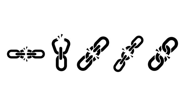 Broken chains vector icons set