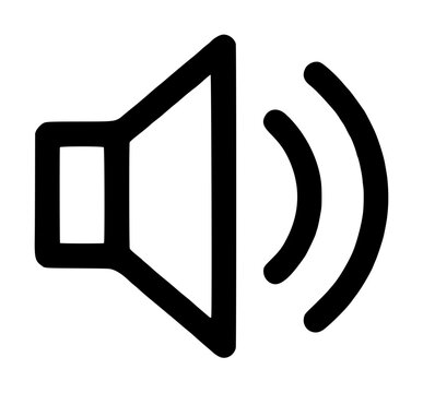 Hand-traced vector icon illustration of a muted speaker with crossed-out sound waves, minimalist black outline design for muted audio, silent mode, and sound off interface elements