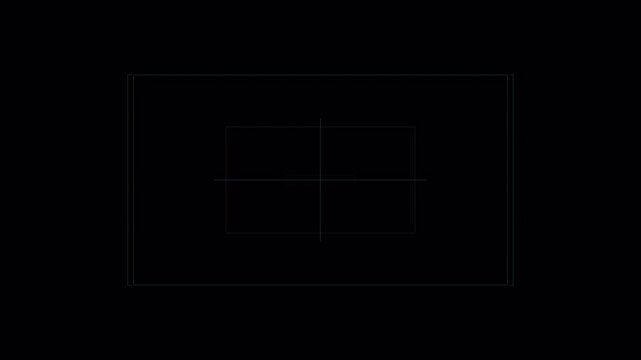 Minimalist geometric square grid pattern animation on black background.