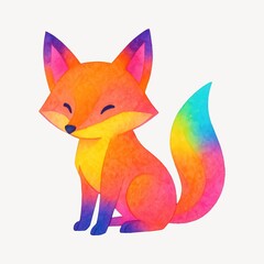 Naklejka premium Colorful fox illustration art