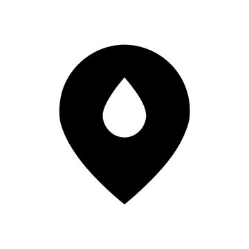 Black map location pin with water drop icon Vector