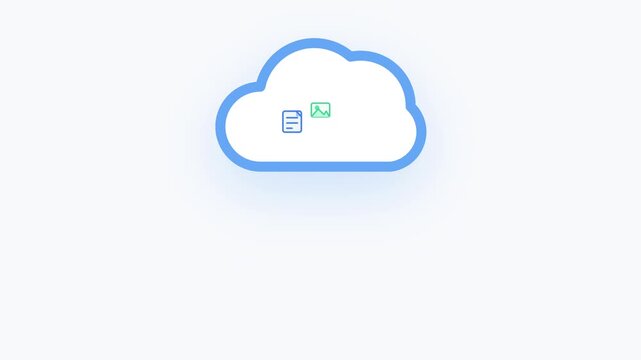 Digital cloud storage service concept showcasing various document, image, and video file management.