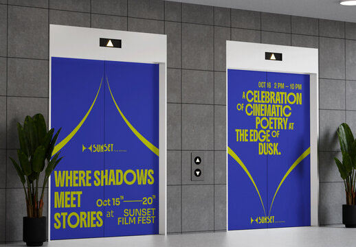 Elevator Door Sticker Mockup