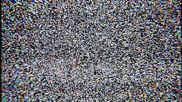 Animated screen static flickering texture with analog noise and vintage signal interference effect