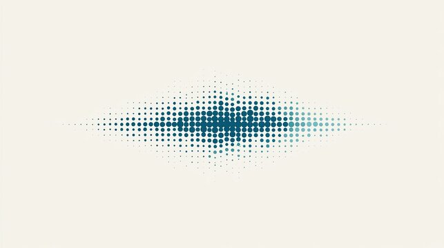 Abstract textured shape with gradient blue dots on a light cream background
