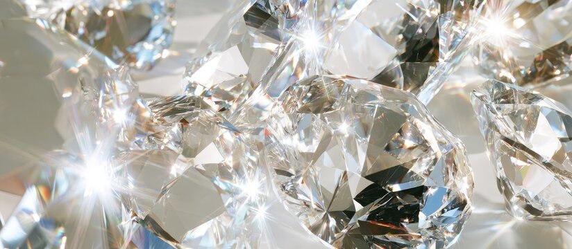 Many sparkling, multi-faceted gemstones are closely packed together