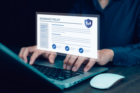 Digital insurance policy with family protection shield and verified coverage, representing life insurance, financial security, risk management and online insurance services.
