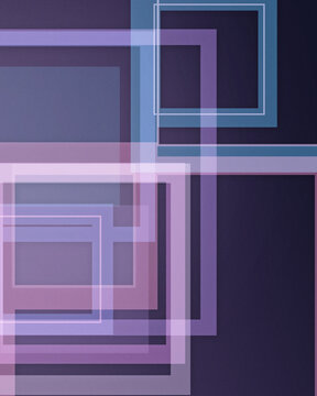 Overlapping translucent rectangles and fine lines create a calm, sophisticated composition in violet, teal, lavender, and navy, ideal for modern branding, presentations, and web layouts.