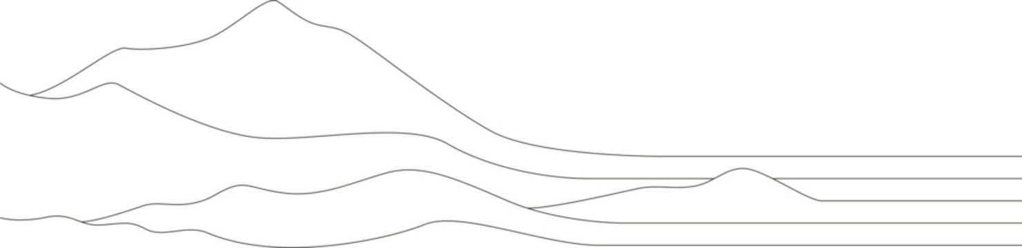 Mountain minimalist background featuring a simple black line drawing abstract landscape pattern.