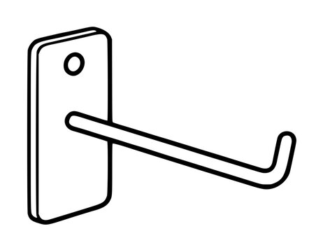 Hand-traced vector illustration of a door lever handle with rectangular backplate and curved grip, minimalist black outline icon for interior hardware design