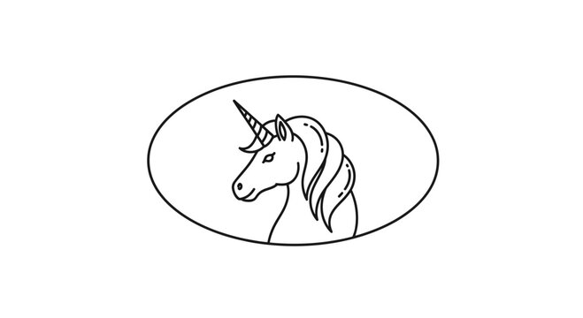 unicorn head in oval frame