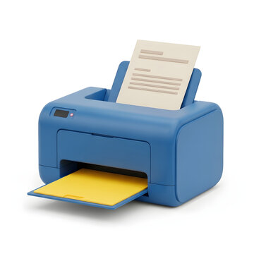 Blue printer with paper ejecting