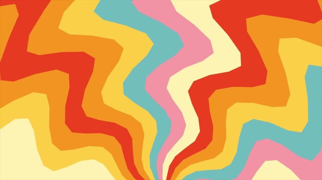 Retro Colorful Sunburst Wavy Pattern