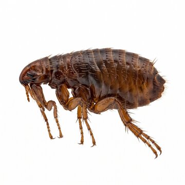 Detailed brown flea insect vector illustration isolated on white background for pest control design