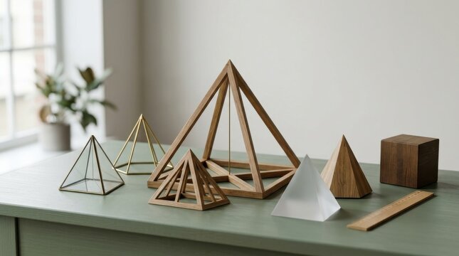 Assortment of Geometric Pyramid Models on a Surface