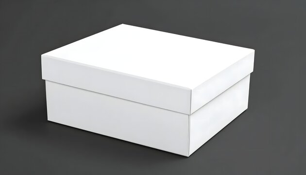 White blank cardboard gift box mockup for product packaging on a dark gray background