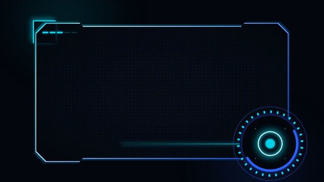 A glowing cyan digital frame displays complex electronic data measurements while featuring technical holographic interface elements designed for advanced cybernetic software systems