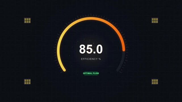Digital Efficiency Gauge HUD Interface Animation