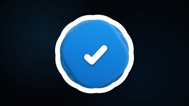 A vibrant blue circular emblem featuring a bright white checkmark symbol signifies verified account status and authenticity for various digital profiles across multiple popular social media