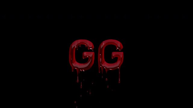 GG bloody good game text, dripping blood match end call for esports clips, gaming streams and post round chat moments