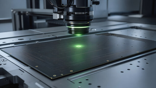 Laser scanner industrial machine metal plate green light precision manufacturing automated equipment