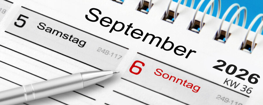 German calendar 2026 September 6  Sunday