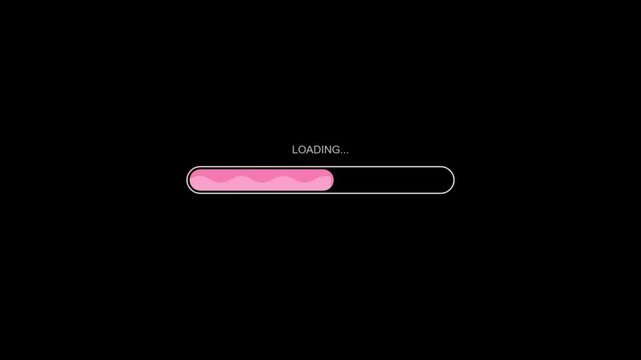 Progress bar animation with pink liquid wavy filling motion isolated on black background for user interface design loading screen digital website development app.
