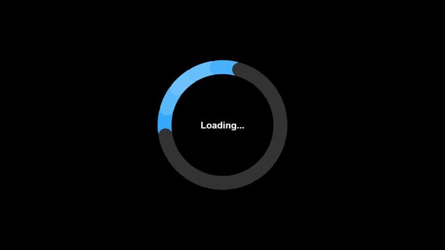 Circular loading bar animation rotating on black background for digital interface design progress indicator web application user experience component visual element.