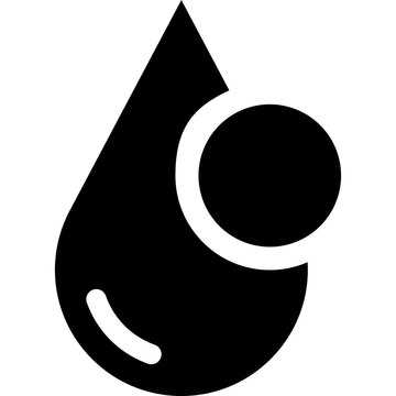 Black liquid drop icon with circular symbol. Minimal vector illustration for water, fluid and liquid concepts.