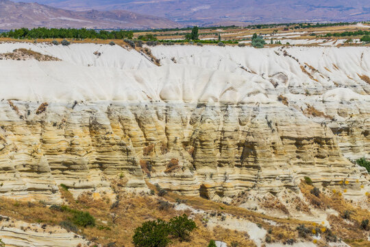 Cappadocia rock formations under clear sky. It represents geological heritage, outdoor exploration, sustainable tourism, nature connection and travel.