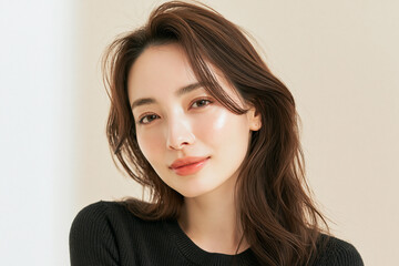 Obraz premium スキンケア, ヘアスタイル, メイク, ファッション, 日本人, 女性, 20代, アジア人, 美人, ポートレート, 美容, 美肌, ナチュラル, 白, 清潔感, 透明感, ライフスタイル, 若い, 可愛い, 清楚, モデル, 屋内, 明るい, 柔らかい光, コピースペース, 広告, ウェブ素材, 化粧品, エステ, 健康, 爽やか, 上品, 微笑み, 視線, 高画質, z世代, 都会的, トレ