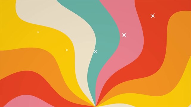 Retro Colorful Sun Background with Groovy Waves