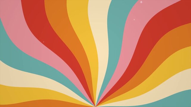 Retro Sunburst Colorful Motion Background with Stars