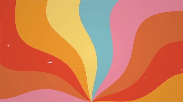 70s Retro Wavy Sunburst Background