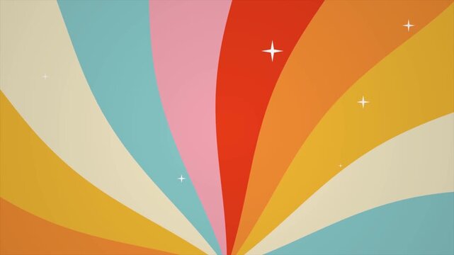 70s Retro Sunburst Motion Background with Colorful Rays