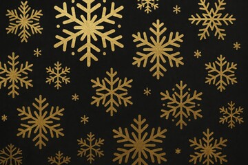 Fototapeta premium Golden snowflakes on black background.