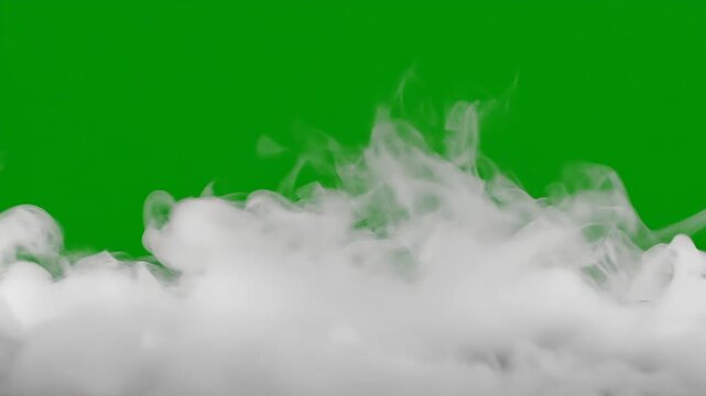 White steam or smoke rising against a bright green background with soft swirling patterns