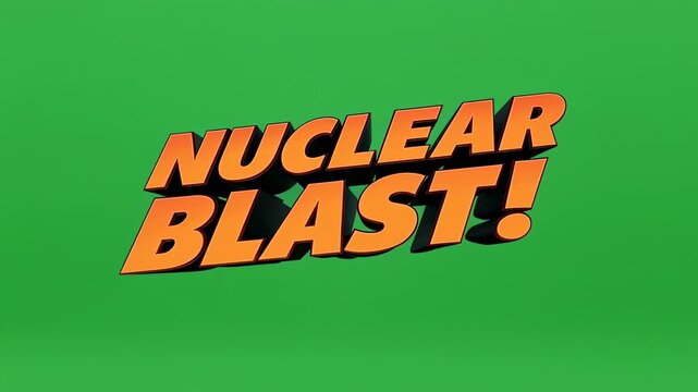 Nuclear blast title animation with particle effects during green screen transition