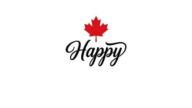 Animated typography writing text with red leaf symbol on white background