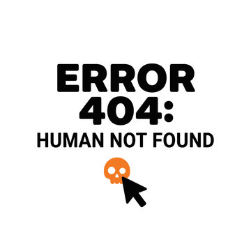 Premium Typographical design for glitch websites featuring a pixel cursor arrow aiming at a digital orange skull of a lost user isolated on White Background Halloween typography design