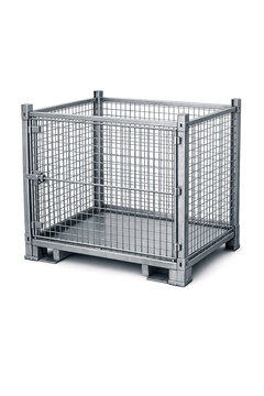 Heavy-duty steel metal wire mesh dog cage with wire mesh door for outdoor use and secure travel. Portable, lightweight animal pen with locking mechanism.
