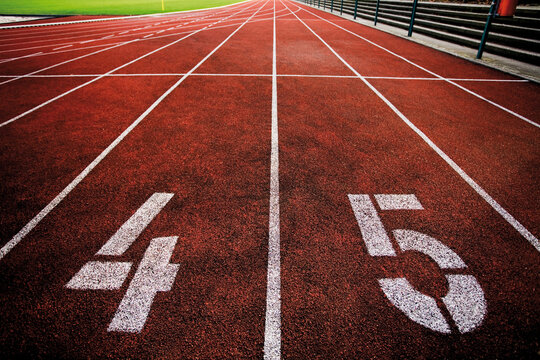 Painted '4' and '5' on running track