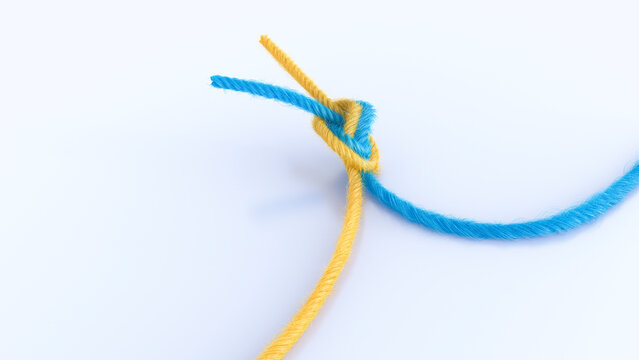 Two knotted threads, 3D Rendering