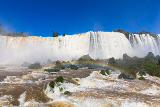 South America, Brazil, Parana, Iguazu National Park, Iguazu Falls, Rainbow