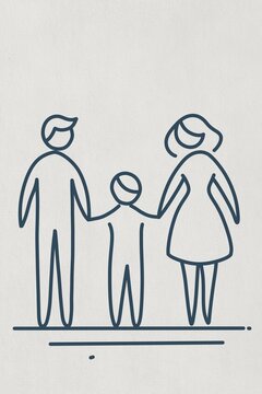 A line icon shows a father and mother holding hands with a child